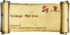 Szanyi Marina névjegykártya